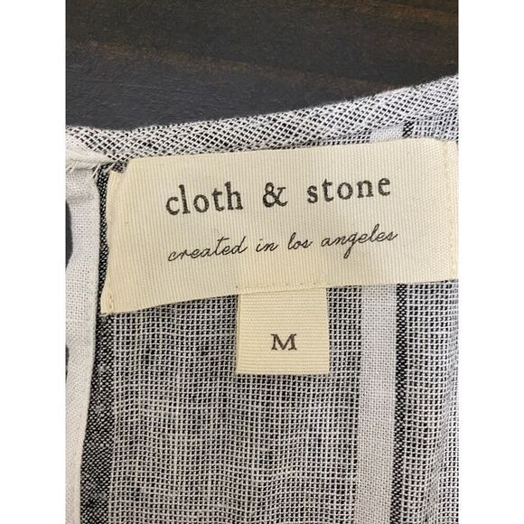 Clothe & Stone by Anthropologie Linen Striped Jumpsuit Open Back Gray Size M - Picture 7 of 13